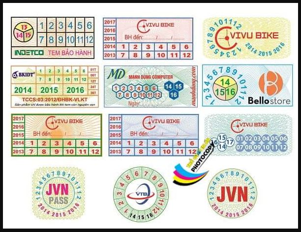 Nhãn decal bể, decal bảo hành