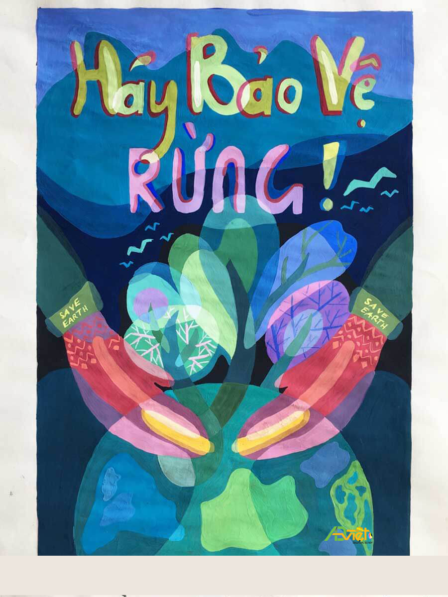 In poster cổ động bảo vệ rừng