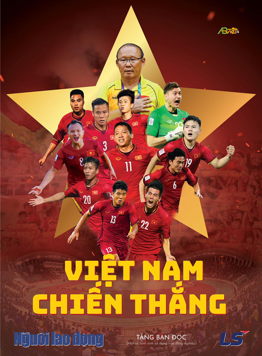 In poster tranh cổ động đội tuyển Việt Nam
